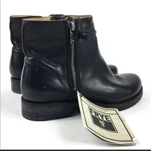 Frye black leather ankle boot
